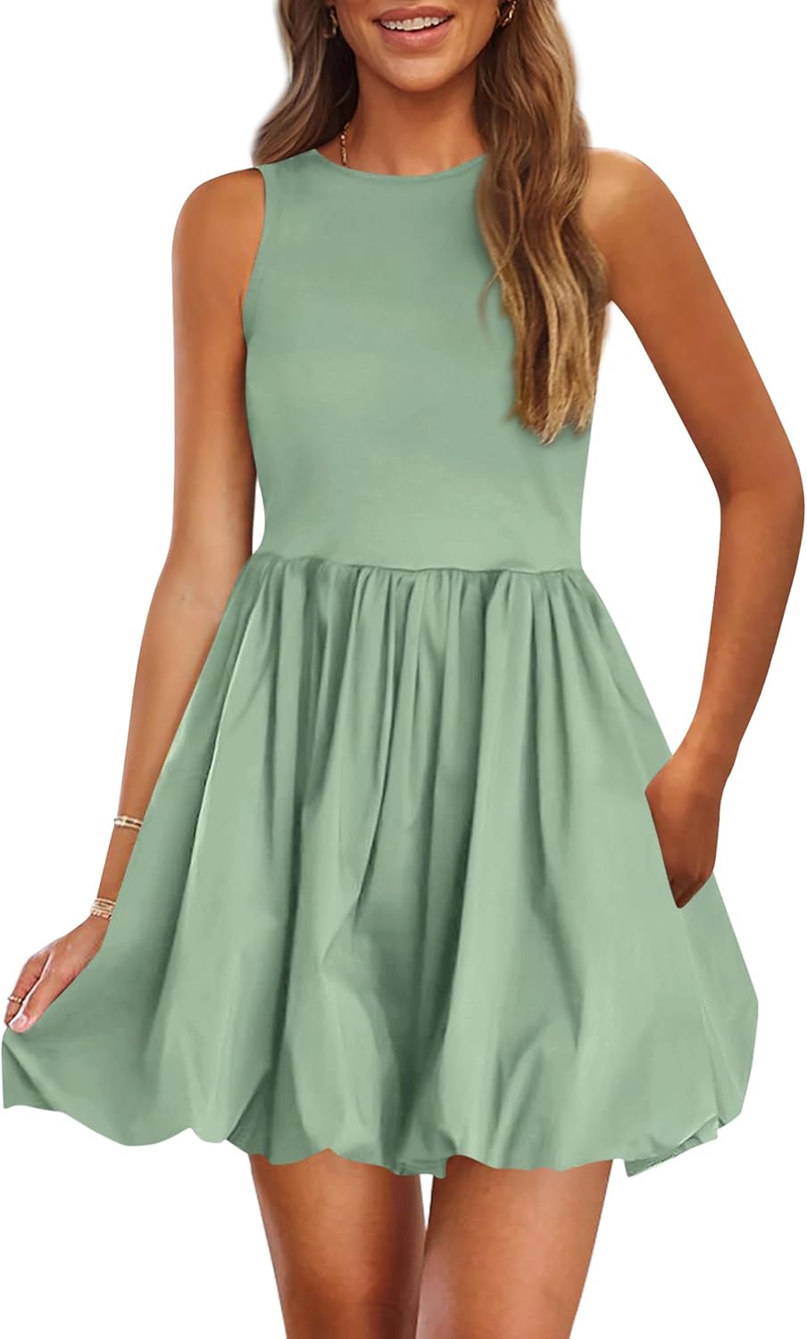 PRETTYGARDEN Summer Tank Dress – Casual Sleeveless Mini Sundress with Pockets