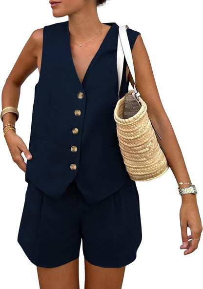 PRETTYGARDEN Summer Vest & Shorts Set – Women's 2-Piece Outfit