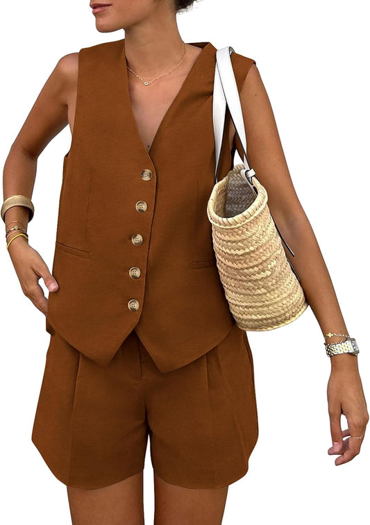 PRETTYGARDEN Summer Vest & Shorts Set – Women's 2-Piece Outfit