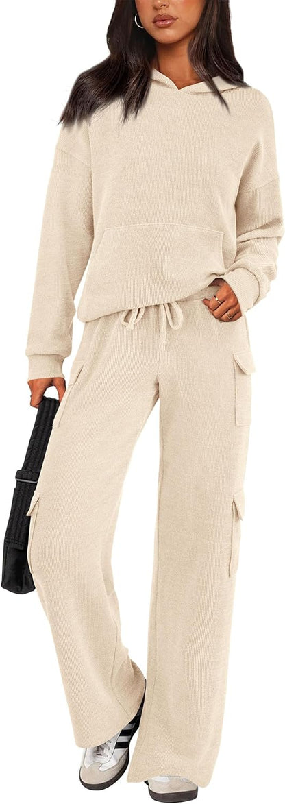 PRETTYGARDEN Knitted Lounge Set – Hoodie Pullover & Cargo Pants