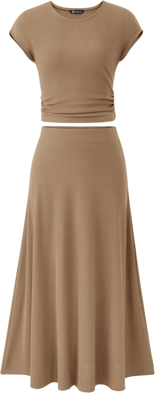 PRETTYGARDEN Summer Skirt Set – Women's Sleeveless Top & Maxi Skirt