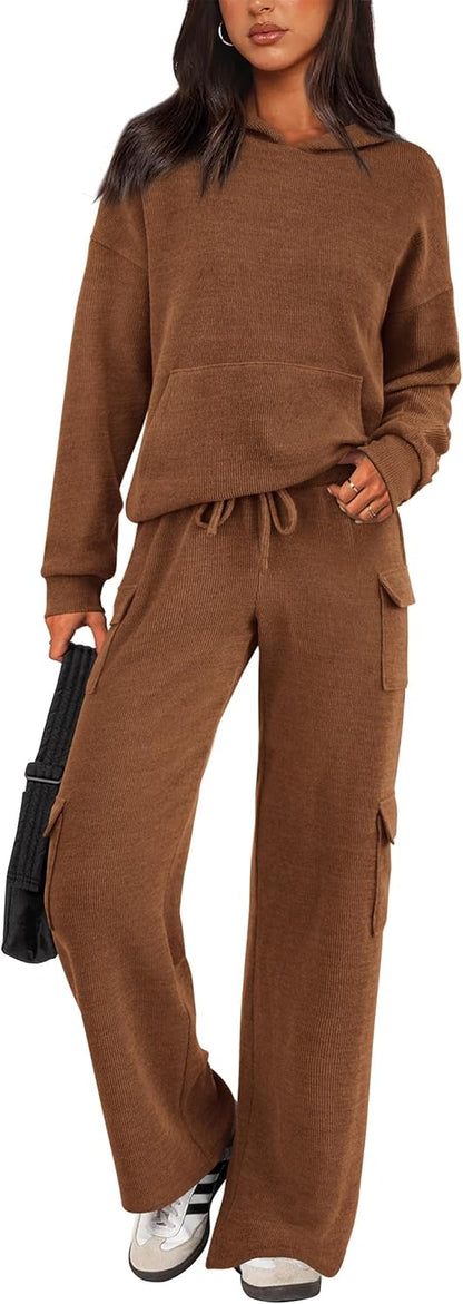 PRETTYGARDEN Knitted Lounge Set – Hoodie Pullover & Cargo Pants