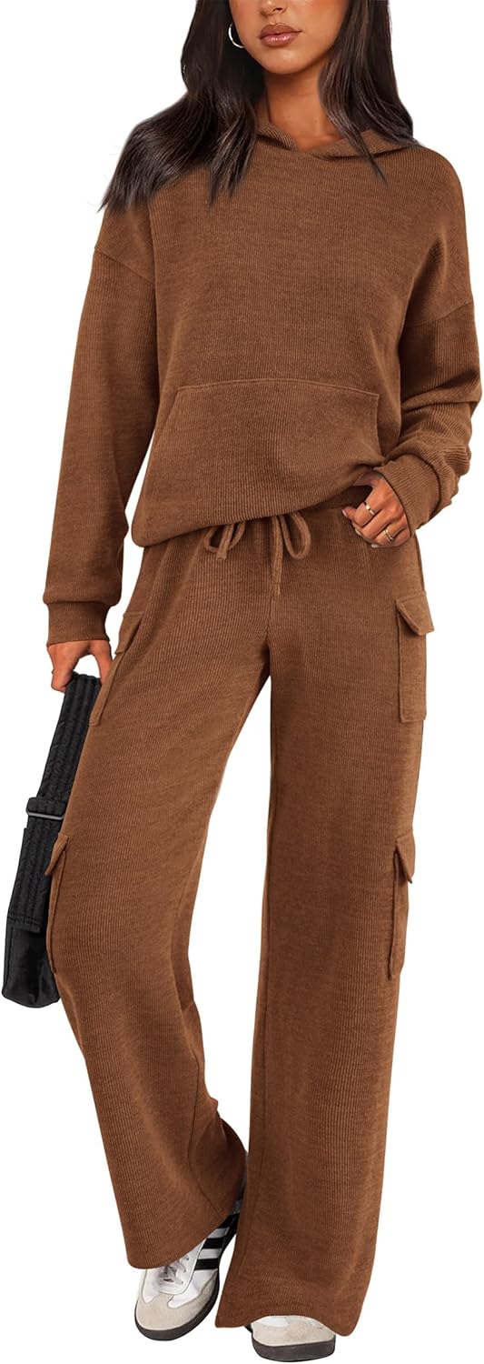 PRETTYGARDEN Knitted Lounge Set – Hoodie Pullover & Cargo Pants