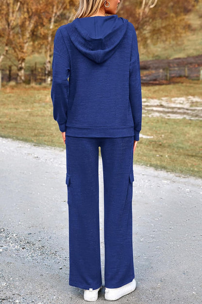 PRETTYGARDEN Knitted Lounge Set – Hoodie Pullover & Cargo Pants