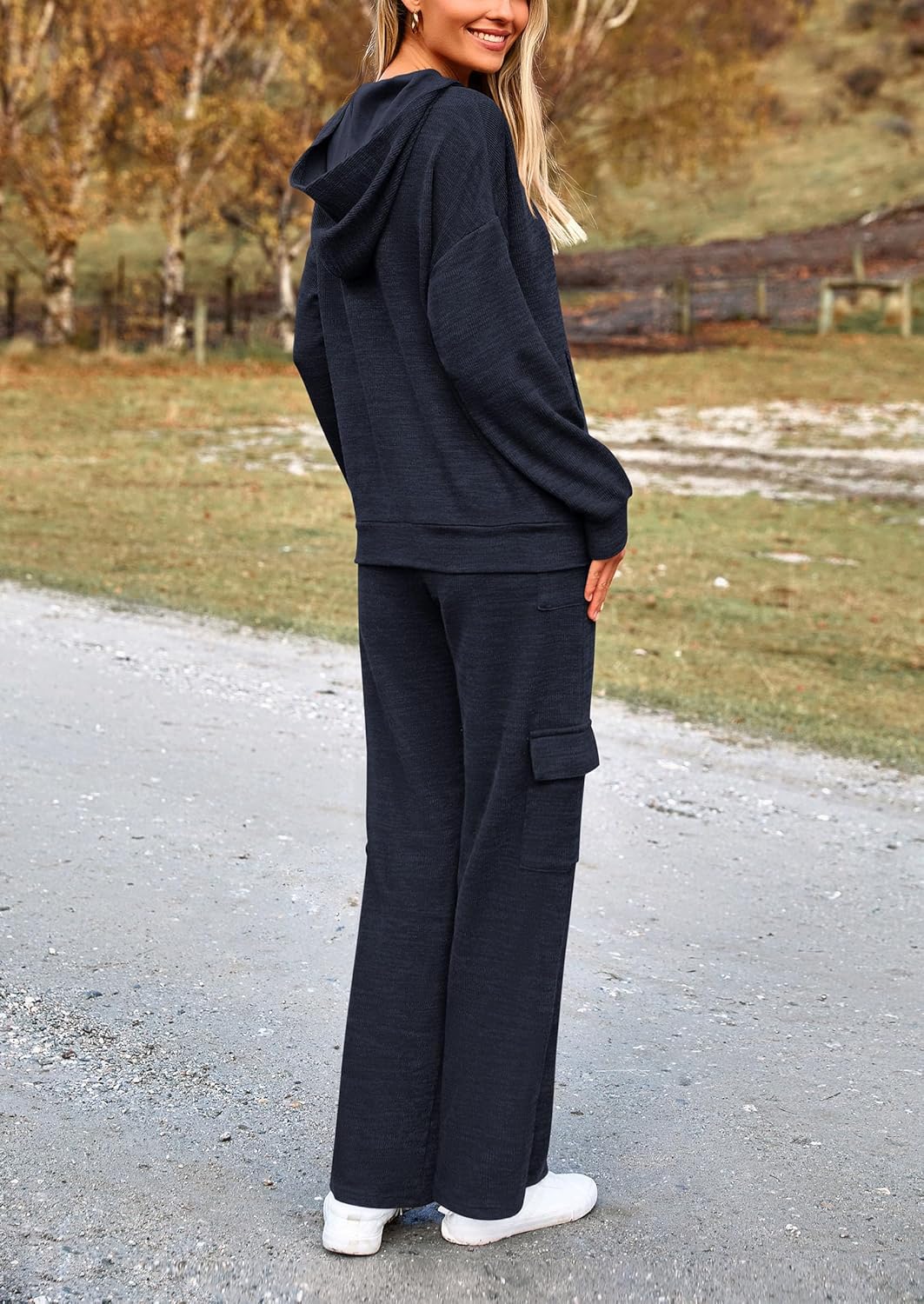 PRETTYGARDEN Knitted Lounge Set – Hoodie Pullover & Cargo Pants