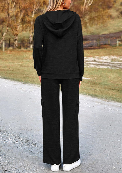 PRETTYGARDEN Knitted Lounge Set – Hoodie Pullover & Cargo Pants