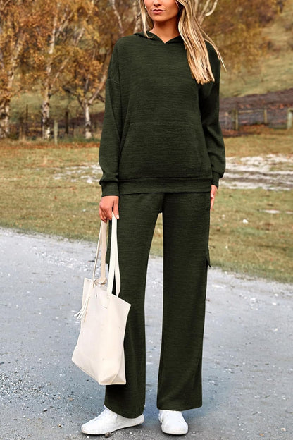 PRETTYGARDEN Knitted Lounge Set – Hoodie Pullover & Cargo Pants