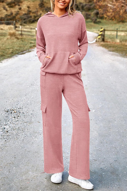 PRETTYGARDEN Knitted Lounge Set – Hoodie Pullover & Cargo Pants