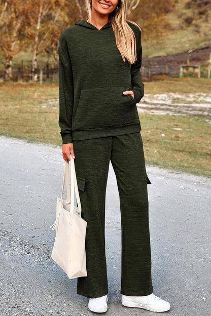PRETTYGARDEN Knitted Lounge Set – Hoodie Pullover & Cargo Pants