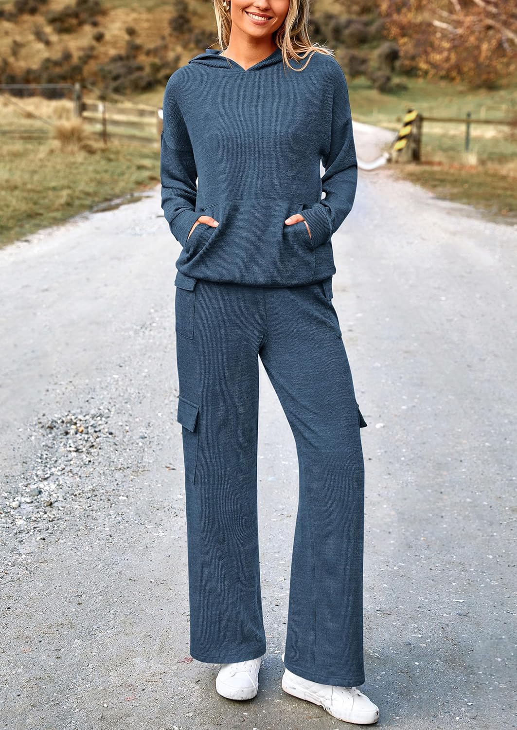 PRETTYGARDEN Knitted Lounge Set – Hoodie Pullover & Cargo Pants