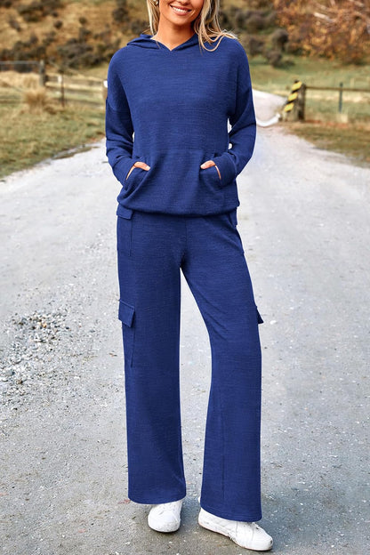 PRETTYGARDEN Knitted Lounge Set – Hoodie Pullover & Cargo Pants