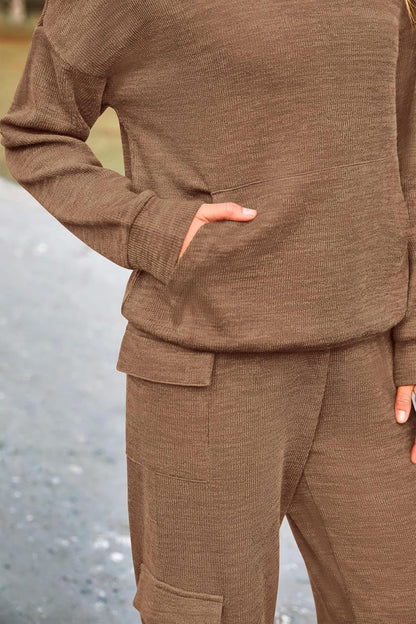 PRETTYGARDEN Knitted Lounge Set – Hoodie Pullover & Cargo Pants