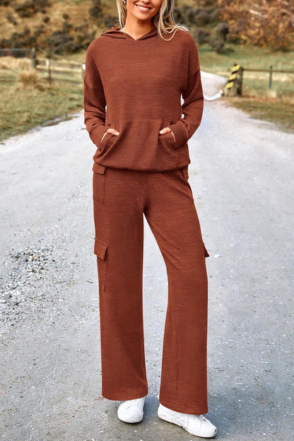 PRETTYGARDEN Knitted Lounge Set – Hoodie Pullover & Cargo Pants