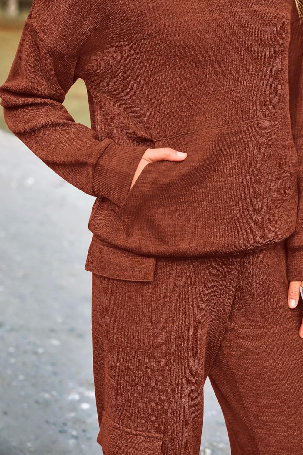 PRETTYGARDEN Knitted Lounge Set – Hoodie Pullover & Cargo Pants
