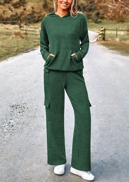 PRETTYGARDEN Knitted Lounge Set – Hoodie Pullover & Cargo Pants