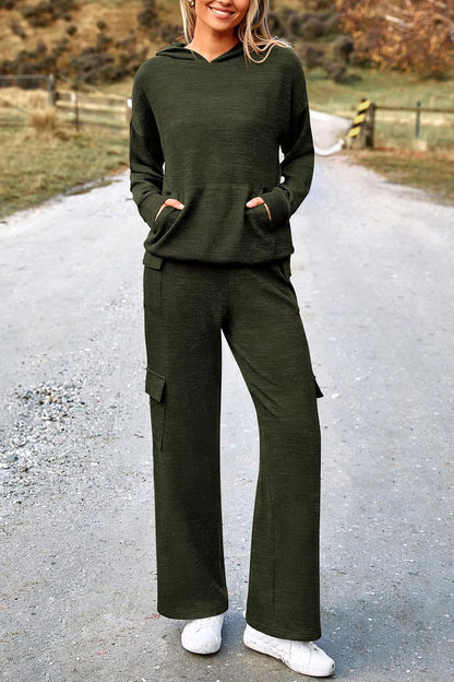 PRETTYGARDEN Knitted Lounge Set – Hoodie Pullover & Cargo Pants