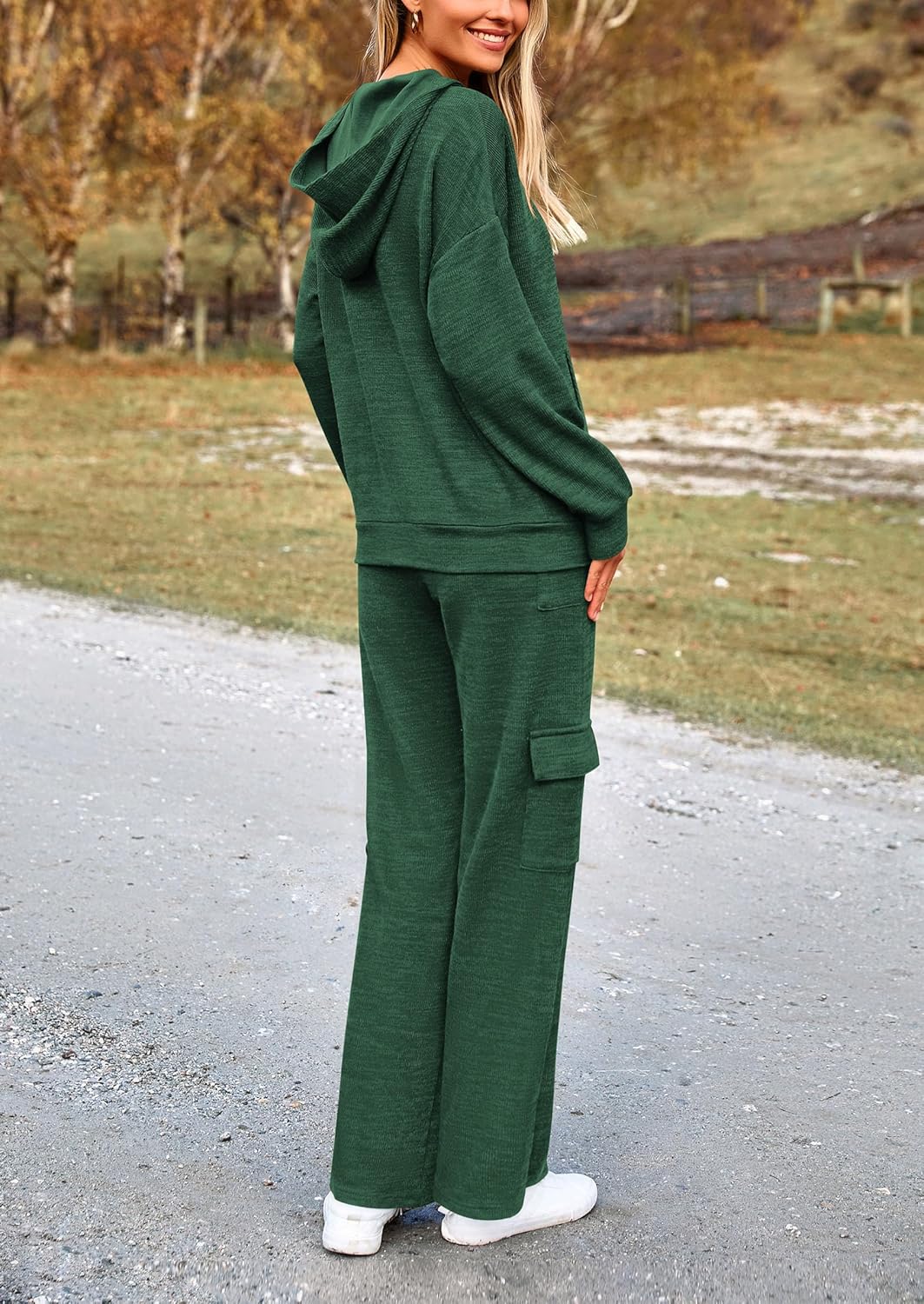 PRETTYGARDEN Knitted Lounge Set – Hoodie Pullover & Cargo Pants