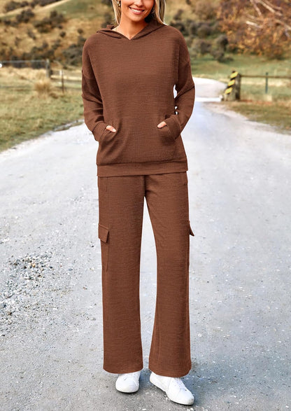 PRETTYGARDEN Knitted Lounge Set – Hoodie Pullover & Cargo Pants
