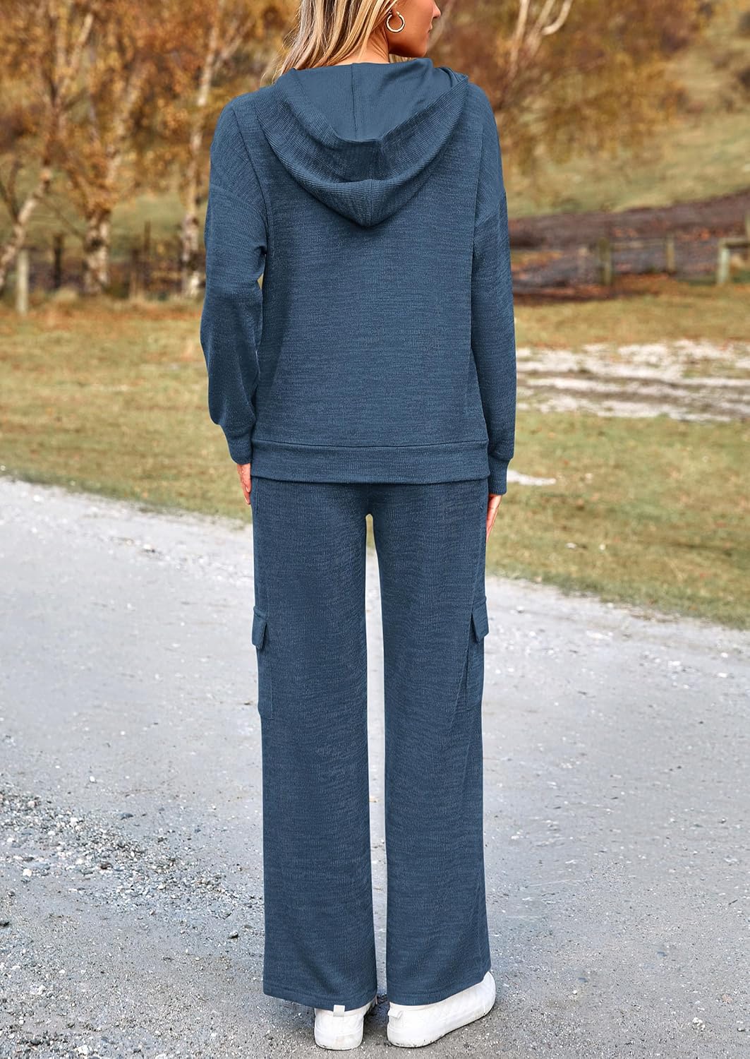 PRETTYGARDEN Knitted Lounge Set – Hoodie Pullover & Cargo Pants